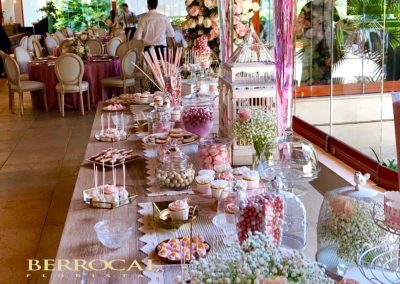 Communion of a girl. Floral decoration, buffet and dinning tables.